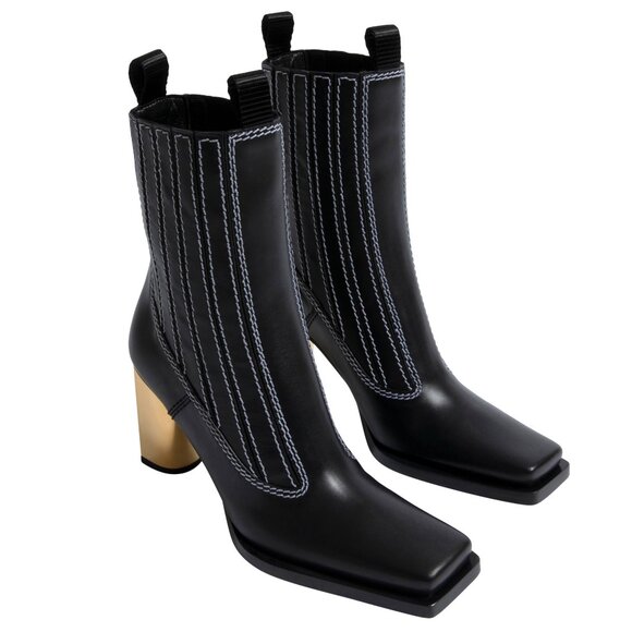 Proenza Schouler Square Toe Block Heel Ankle Boots (Amina Muaddi) : US 9 EU 39